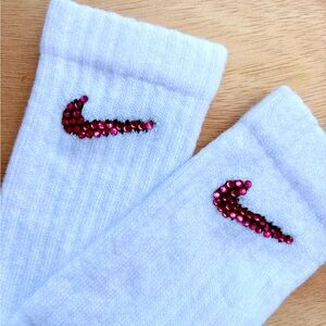Kids Nike socks with pink rhinestones